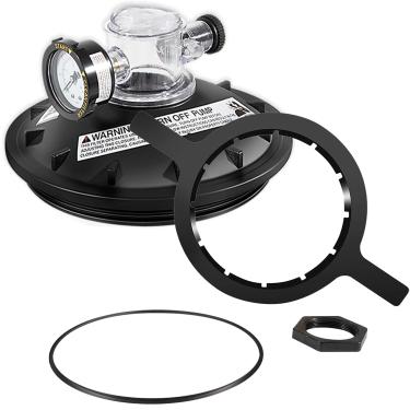 Imagem de Substituição para filtro de piscina e spa Triton 154856 Kit de fecho de rosca preta de 21 cm com anéis de vedação, chave de tampa, válvula de alívio de ar, medidor PSI