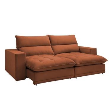 Imagem de Sofá Retrátil E Reclinável Martinho Veludo Terracota 2,10m