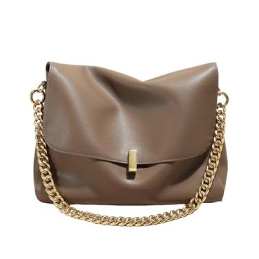 Imagem de GJHFCXSO Bolsas de Ombro Femininas Bolsas Crossbody de Couro LegíTimo Corrente Dourada Bolsas de Ombro da Moda Bolsa Tote Diária,Khaki