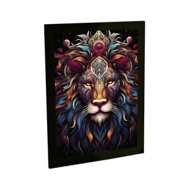 Imagem de Quadro Decorativo Leão Ilustração Detalhes Mandala Decoração Poster Quarto Sala