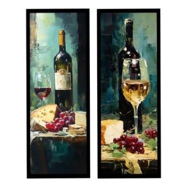 Imagem de Kit 2 Quadros Copa, Cozinha, Bistrô, Área Gourmet, Vinhos (Preto)