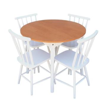 Imagem de Jogo De Jantar Colonial Brisa Mesa 90cm Com 4 Cadeiras Em Madeira Rust