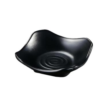 Imagem de Prato de molho preto simples e delicado quadrado esmaltado retrô - prato quadrado de 11,4 cm