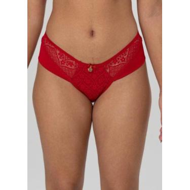 Imagem de Calcinha Fio Duplo de Microfibra Com Renda - New Love, GG, Rubi