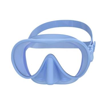 Imagem de oshhni Máscara de mergulho com snorkel, suprimentos para máscara de natação, óculos profissionais com proteção nasal, óculos antiembaçantes para esportes, Azul Claro