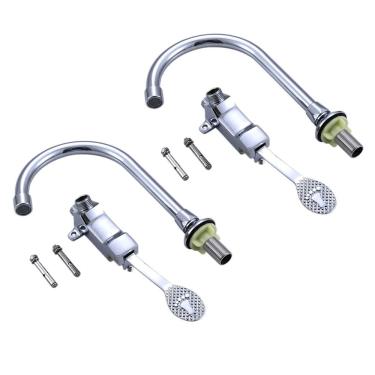 Imagem de Torneira Valvula Com Pedal Kit 2 Uni Acionamento Sem Maos Banheiro Hospital Clinica Higienico