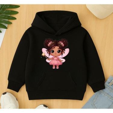 Imagem de Moletom Canguru Infantil Estampa Princesa Fada Inverno Kids Confortáve