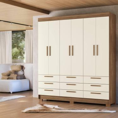 Imagem de Guarda-Roupa Casal Santos Andirá Colombo com 6 Portas, 9 Gavetas e 4 Prateleiras – 194,4cm de largura