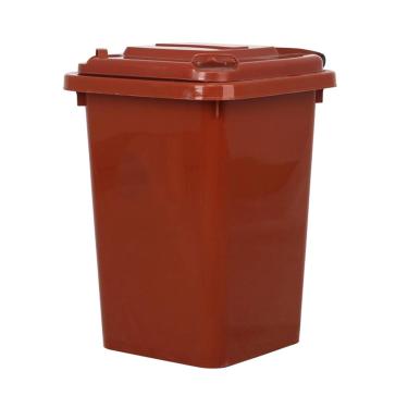 Imagem de Lixeiras Externas Com Tampa Lata Lixo Comercial Plástico Grande Capacidade Lata Lixo Cilíndrica Longa Para Triagem Externa(Brown,50L)