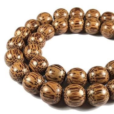 Imagem de [ABCgems] Coco Palmwood AKA Tree of Life (lindo grão de madeira - durável - aroma leve - leve) Contas de madeira de energia de cura orgânica natural redonda lisa de 10 mm