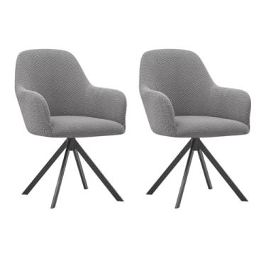 Imagem de Lzyjckh Capa elástica para cadeira de jantar com braços, Protetor para poltrona giratória, Capa para cadeira de escritório, Para penteadeira, sala de estar, quarto,Gray,2PCS