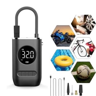Imagem de Compressor de Ar Portátil Digital 150 PSI com Lanterna LED – Calibrador Bomba para Pneus de Carro, Moto e Bola – Encher Pneu com Precisão e Display Recarregável USB