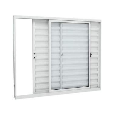 Imagem de Janela Veneziana em Alumínio 100x120 cm 3 Folhas Direita Branca Alumis