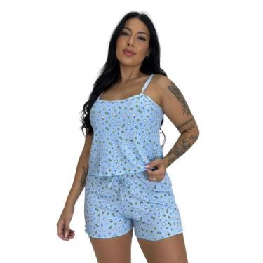 Imagem de Baby Doll Estampado Blusa Alcinha e Shortinho de Dormir Virginia- c10 