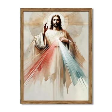 Imagem de Arte de parede em tela de Jesus Cristão - Imagens do Sagrado Coração de Jesus Pinturas de Decoração de Parede, Decoração de Casa Religiosa para Sala de Estar, Quarto, Igreja, Sala de Oração, 40 x 61