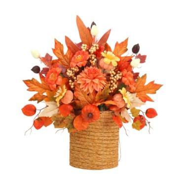 Imagem de Nishiyuenyi Guirlanda de outono artificial, decoração de outono, guirlanda de porta, cesta, para hotel, Halloween, pátio, fazenda, outono