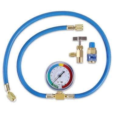 Imagem de Mangueira de carregamento YSTOOL AC U com medidor de refrigeração para carro R134a R12 R22 Kit de ferramentas de recarga Auto ar condicionado mangueira de carregamento 250PSI medidor de baixa pressão latão 1/4" peças fêmeas R134a Can Tap Quick Coupler