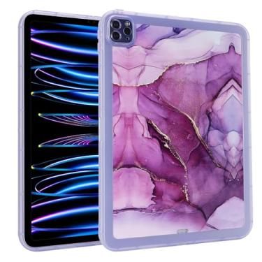 Imagem de UUcovers Capa protetora ultrafina para Apple iPad Pro de 12,9 polegadas 6ª/5ª/4ª/3ª geração (2022/2021/2020/2018), capa protetora de canto de silicone leve e macia fina, mármore roxo