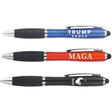 Imagem de Bobble Fingers Pacote com 3 canetas iluminadas Donald Trump e Stylus 2 em 1 Red MAGA, Blue Trump Vance, Black FIGHT 2024, estilos realmente bons presentes executivos e escreve bem! (Multicolorido)