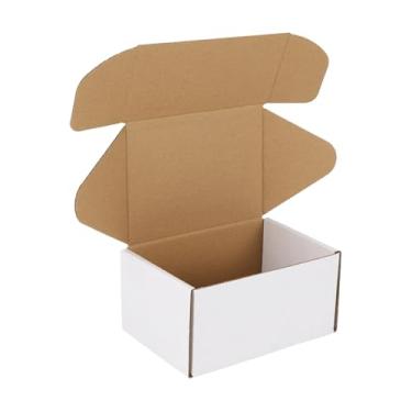 Imagem de HORLIMER Caixas de envio simples de 15 x 10 x 7,6 cm, caixa de papelão ondulado branco literário