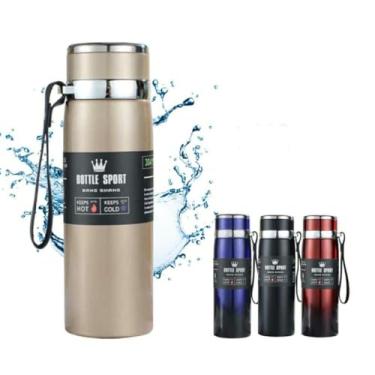 Imagem de Garrafa Térmica Inox 600ml Squeeze Camping Vedação Dourada