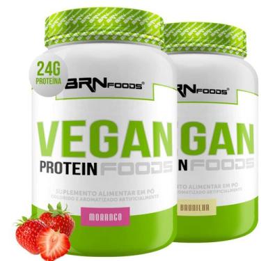 Imagem de Kit 2x Proteína Vegana  Vegan Protein 900g  BRN Foods, Morango e Bauni