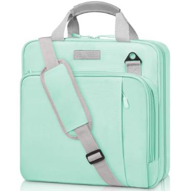 Imagem de Fichário com zíper de 3 anéis com alça de ombro, fichário durável de 500 folhas com capacidade de 5 polegadas, bolsa de fichário com vários bolsos com zíper, organizador de livros e laptop para