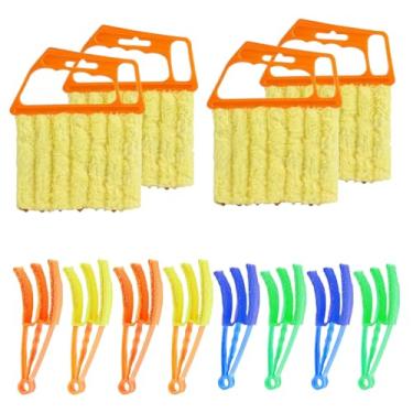 Imagem de LZJPECES 6 peças de ferramenta de limpeza veneziana de janela, escova de microfibra com 6 dedos para limpar persianas, ar condicionado, persianas de madeira e vinil, inclui 6 capas de pano (12)