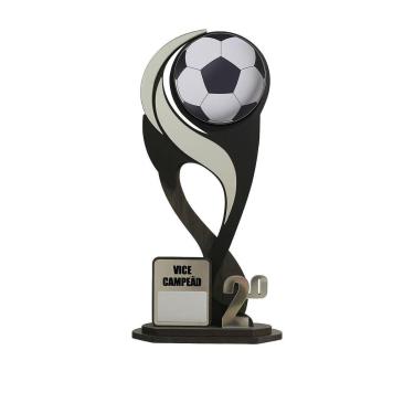 Imagem de Troféu Futebol Vice Campeão Premium 35cm Mdf/acrílico Prata-Unissex