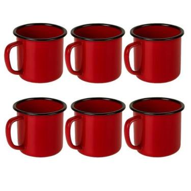 Imagem de 6 Mini Canecas De Porcelana Esmaltadas Coloridas 80 Ml Top - STORE SHA