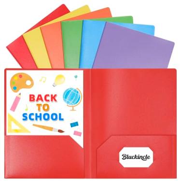 Imagem de Pastas com bolsos, pasta de plástico com 2 bolsos para pasta de arquivo colorida para documentos tamanho carta com compartimento para cartão de visita material de professor de volta às aulas (pacote