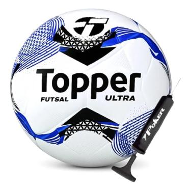 Imagem de Bola Futebol Topper Ultra Campo Futsal Society + Bomba (Futsal, Azul)