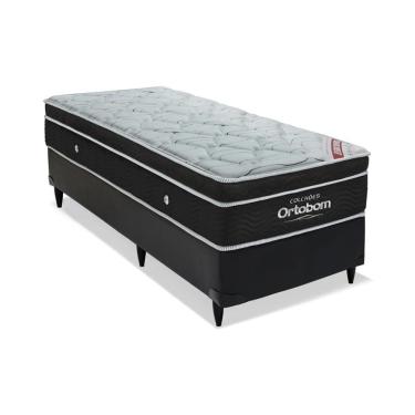 Imagem de Base para Cama Box Solteiro Cori II com Colchão Molas Ensacada Elegant Superpocket (28x88x188) Preto