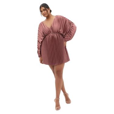 Imagem de City Chic Vestido feminino plus size - Chloe manga acordeão plissado, Blush rosa, 48