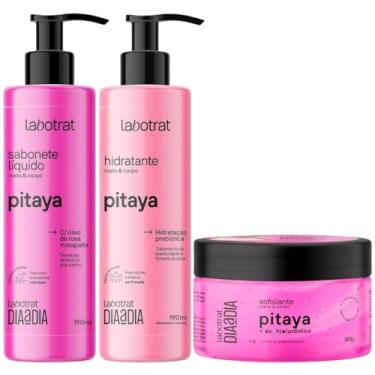 Imagem de Kit Sabonete Liquido + Esfoliante + Hidratante Corpo E Rosto Labotrat Cheiro De Fruta Pitaya 300g