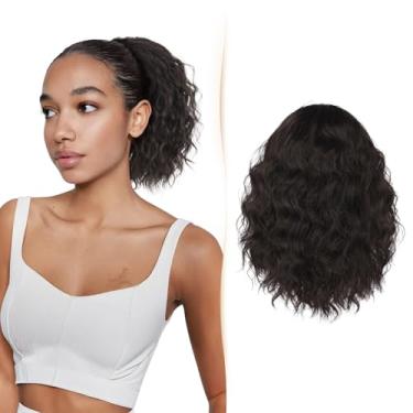 Imagem de Sidaila Extensão de rabo de cavalo, extensões de cabelo curto de rabo de cavalo com cordão de 20 cm, extensões de cabelo cacheado ondulado falso rabo de cavalo com clipe em rabos de cavalo sintético