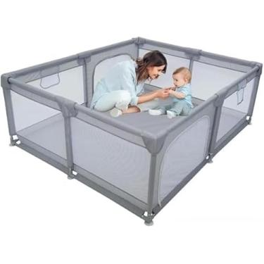 Imagem de Cercadinho Infantil – Chiqueirinho Dobrável, Resistente, Montagem Rápida, Tecido Lavável, Estrutura Reforçada e Espaçoso - 180×150×68 cm