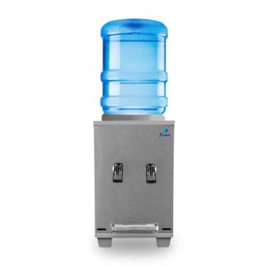 Imagem de Bebedouro Industrial de Mesa Galão Frisbel 10 Litros 2 Torneiras Geladas Inox Escovado - 220V