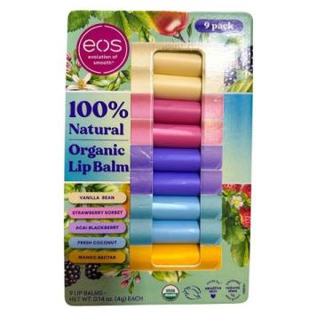 Imagem de Eos Kit Lip Balm Bastão 100% natural - Hidratante Labial - 9 unidades