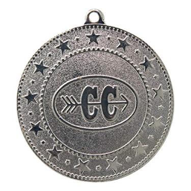 Imagem de Express Medals Medalhas de prata Cross Country Trophy Award com fitas de pescoço - (pacote com 10)