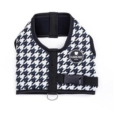 Imagem de Peitoral I Love Pet Pied de Poule P&B para Cães - Tam 1