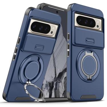 Imagem de Anlalish Capa compatível com Google Pixel 9 Pro XL com suporte, capa de telefone resistente à prova de choque para Google Pixel 9 Pro XL com capa de câmera (azul)
