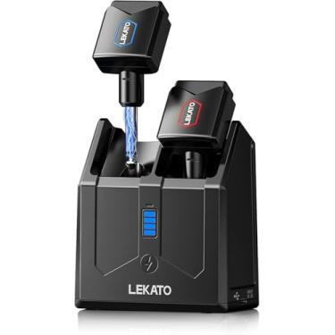 Imagem de LEKATO Sistema sem fio de guitarra de 5,8 GHz com caixa de carregamento para guitarra elétrica, baixo áudio, transmissor e receptor de guitarra sem fio com 4 canais sem fio para sistema de guitarra