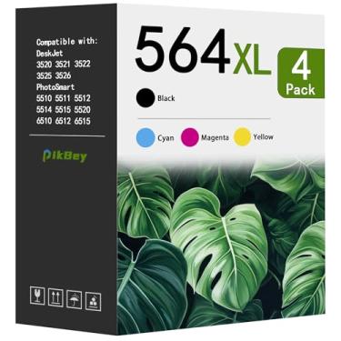 Imagem de Cartuchos de tinta de alto rendimento 564XL (pacote com 4, 1preto/1ciano/1magenta/1amarelo) substituição para tinta HP 564 564XL para impressora PhotoSmart 7520 7525 5520 6520 6510 C309G DeskJet 3520
