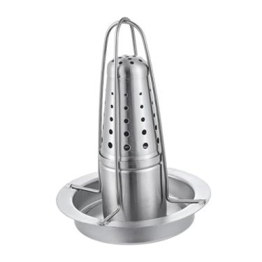 Imagem de Generic Suporte para frango em lata de cerveja para grelha com recipiente de tempero e suporte vertical para assador