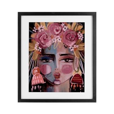 Imagem de Stupell Industries Retrato feminino de diva moderna impressão emoldurada em preto design sob vidro por Anna Lischenko, 40 x 33