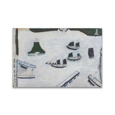 Imagem de RYLJCZ Reproduções de pinturas famosas de Alfred Wallis-(Four Lighthouses) Impressões em tela - quadros decorativos para sala de estar 80 x 120 cm (31,5 x 47,3 pol) sem moldura