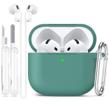 Imagem de Joremx Capa compatível com AirPods 4 2024 com kit de limpeza, capa protetora de silicone para Apple AirPods 4ª geração com corda antiperda para mulheres e homens, acessórios de capa para AirPod com