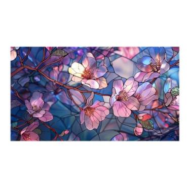 Imagem de JOONOR Película de teto solar retrô de magnólia, decalques de vitrais, película de privacidade floral colorida para carro, teto solar, sala de estar, decoração com bloqueio de sol, adesivos de PVC