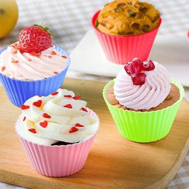 Imagem de Kit 12 Formas de Silicone Cupcake Antiaderente Redonda Mini Docinhos B